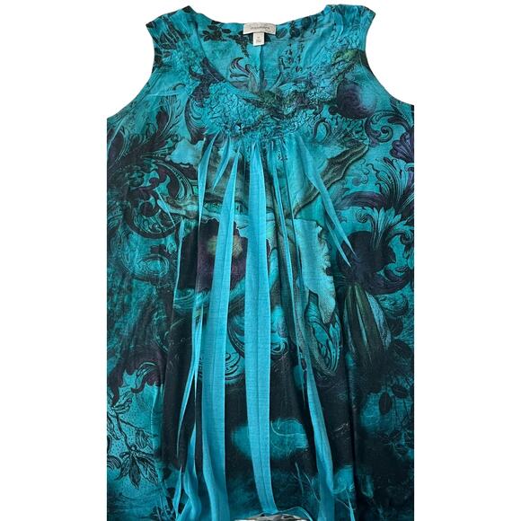 DRESSBARN ABOVE KNEE- MINI SLEEVELESS DRESS, WOMENS, M, BLUE TEAL GREEN PURPLE - Picture 2 of 10